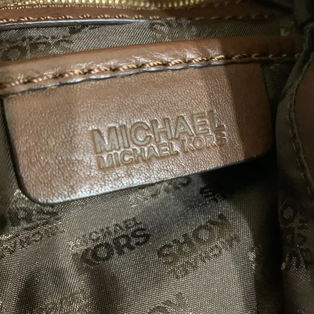 MICHAEL KORS Dark Chocolate Brown Leather Vintage North South BROOKVILLE Hobo